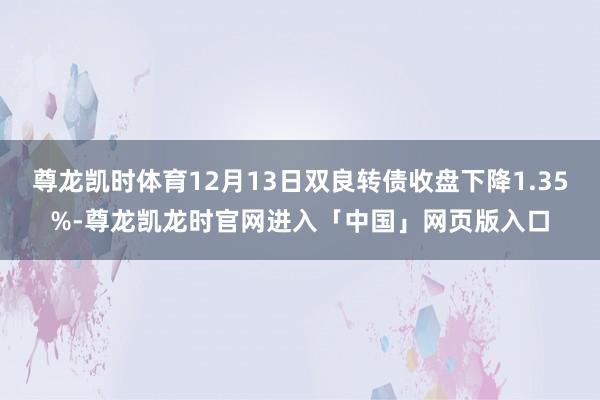 尊龙凯时体育12月13日双良转债收盘下降1.35%-尊龙凯龙时官网进入「中国」网页版入口