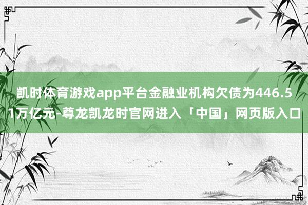 凯时体育游戏app平台金融业机构欠债为446.51万亿元-尊龙凯龙时官网进入「中国」网页版入口