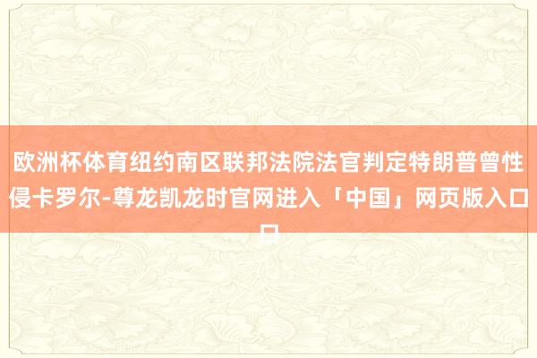 欧洲杯体育纽约南区联邦法院法官判定特朗普曾性侵卡罗尔-尊龙凯龙时官网进入「中国」网页版入口