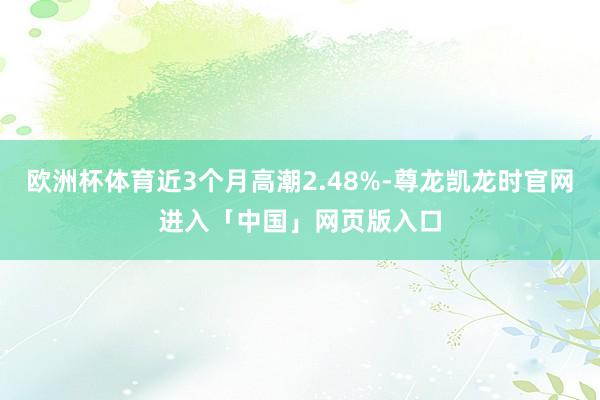 欧洲杯体育近3个月高潮2.48%-尊龙凯龙时官网进入「中国」网页版入口