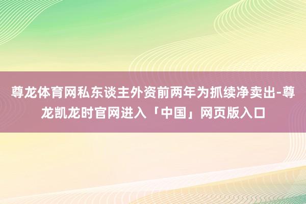尊龙体育网私东谈主外资前两年为抓续净卖出-尊龙凯龙时官网进入「中国」网页版入口