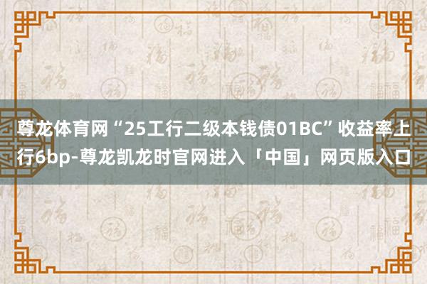 尊龙体育网“25工行二级本钱债01BC”收益率上行6bp-尊龙凯龙时官网进入「中国」网页版入口