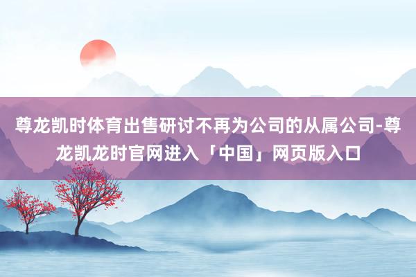 尊龙凯时体育出售研讨不再为公司的从属公司-尊龙凯龙时官网进入「中国」网页版入口
