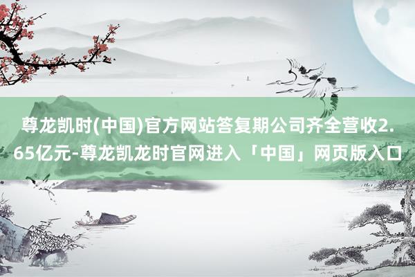 尊龙凯时(中国)官方网站答复期公司齐全营收2.65亿元-尊龙凯龙时官网进入「中国」网页版入口